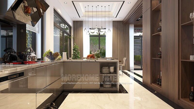 Thiết kế tủ bếp biệt thự cao cấp phong cách hiện đại Tủ bếp đẹp, sang trọng và đẳng cấp