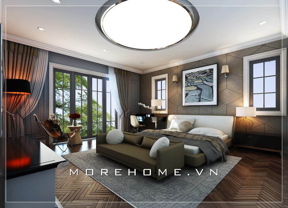 Giường ngủ biệt thự hiện đại Giường ngủ biệt thự hiện đại