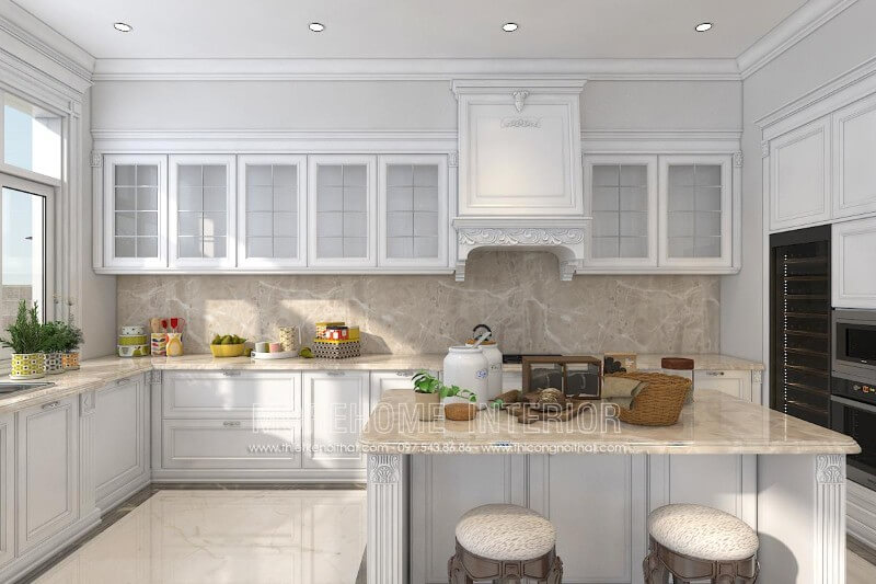 Thiết kế nội thất tủ bếp biệt thự song lập Vinhomes Imperia Hải Phòng sang trọng Thiết kế và sản xuất tủ bếp đẹp