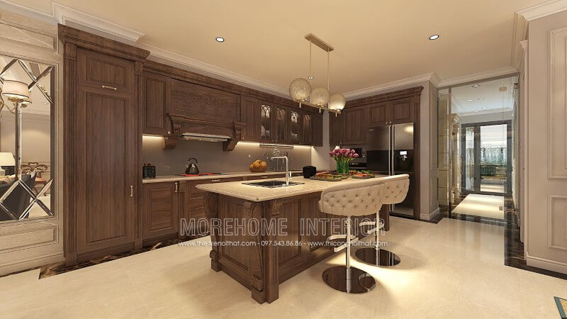 Bạn là người yêu thích sự lãng mạn? Bạn muốn trang trí cho không gian nội trợ tiện nghi và đẳng cấp? Đừng bỏ qua mẫu thiết kế nội thất tủ bếp chữ i màu óc chó đầy ấn tượng này nhé! Thiết kế và sản xuất tủ bếp đẹp