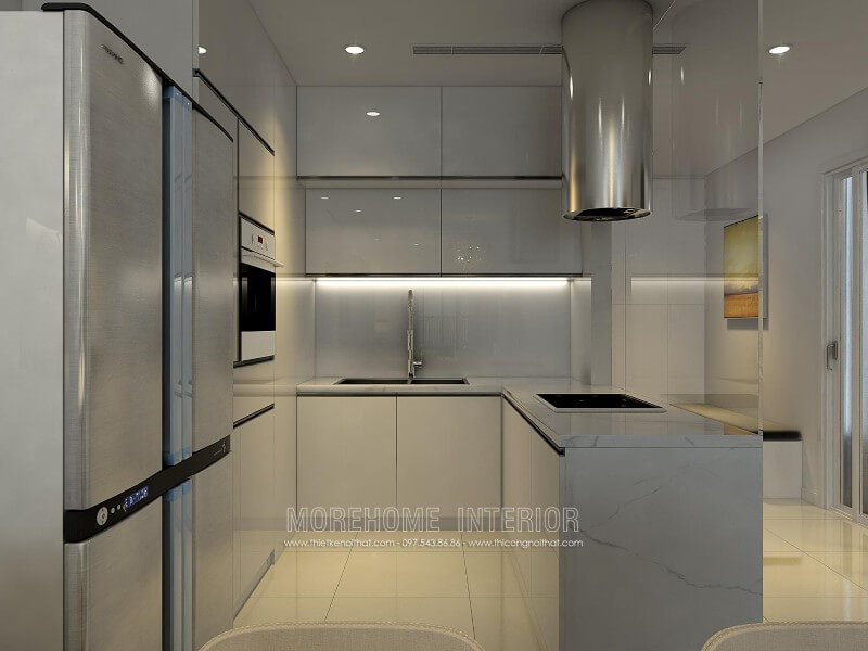 Thiết kế tủ bếp chung cư cao cấp Royal City phong cách hiện đại, trẻ trung Thiết kế và sản xuất tủ bếp đẹp