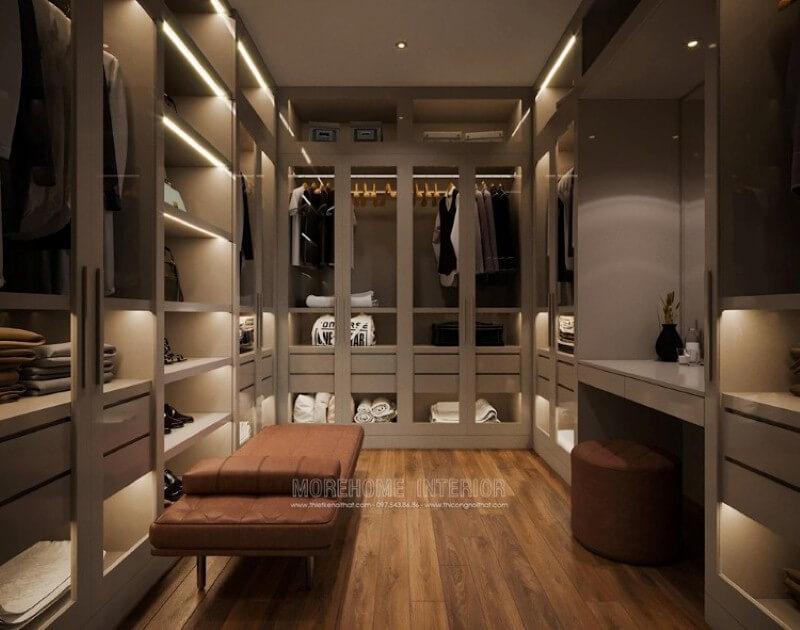 Tủ quần áo hiện đạiTủ quần áo gỗ công nghiệp sử dụng hệ cửa kính trắng cường lực sẽ giúp bạn tìm thấy mọi thứ một cách dễ dàng Mẫu nội thất biệt thự đẹp