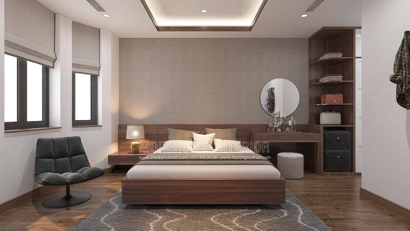 Bạn đang muốn lựa chọn mẫu gương phòng ngủ đơn giản đẹp tinh tế, ý tưởng sử dụng gương tròn dây da ốp tường kết hợp cùng cách trang trí nhẹ nhàng sẽ là gợi ý khá ấn tượng cho thiết kế phòng ngủ master của bạn.