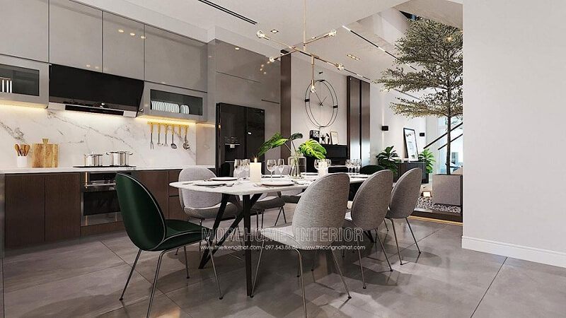 Mẫu thiết kế hệ tủ bếp biệt thự đẹp mang đến sự tiện nghi cho không gian sống gia chủ với những tích hợp thông minh.