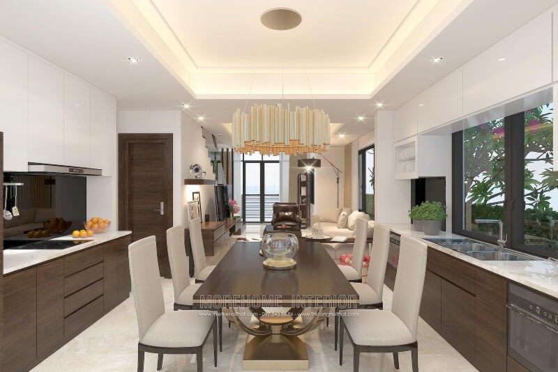 Thiết kế tủ bếp hiện đại tại biệt thự Vinhomes Thăng Long Hà Nội