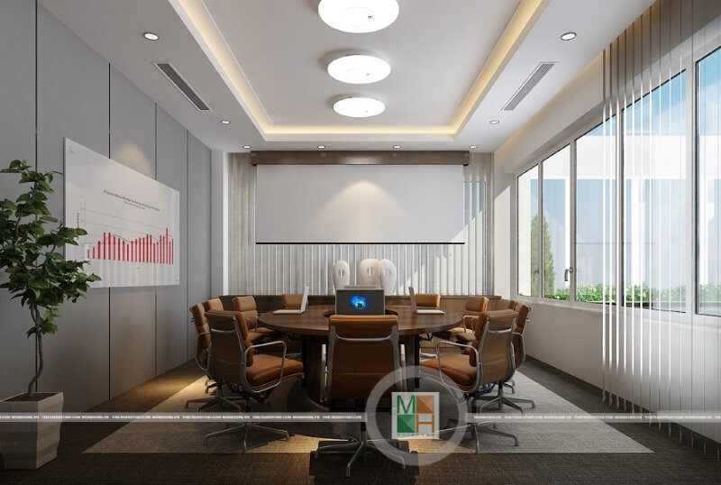 Mẫu thiết kế nội thất phòng họp văn phòng công ty Đèo Cả với đồ nội thất hiện đại