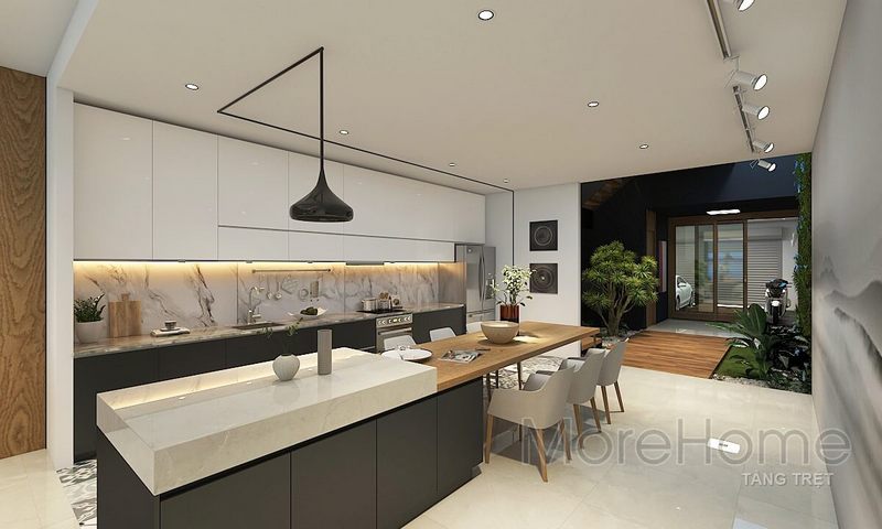 Bộ bàn ăn gỗ tự nhiên đẹphiện đại với ghế ăn bọc da cao cấp cho không gian bếp ấm cúng