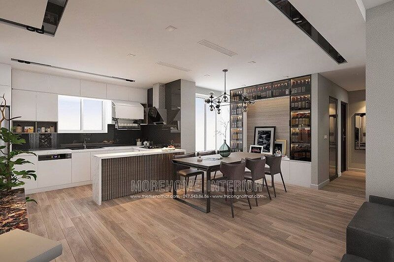 Mẫu bàn ăn chung cư độc đáo với kiểu dáng độc đáo màu nâu tây được ưa chuộng tại MoreHome